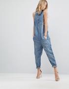 One Teaspoon Slouchy Jumpsuit With Bleach Effect - Blue