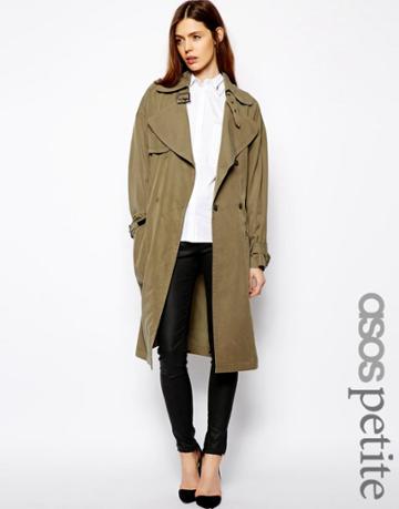 Asos Petite Trench In Oversize Drape