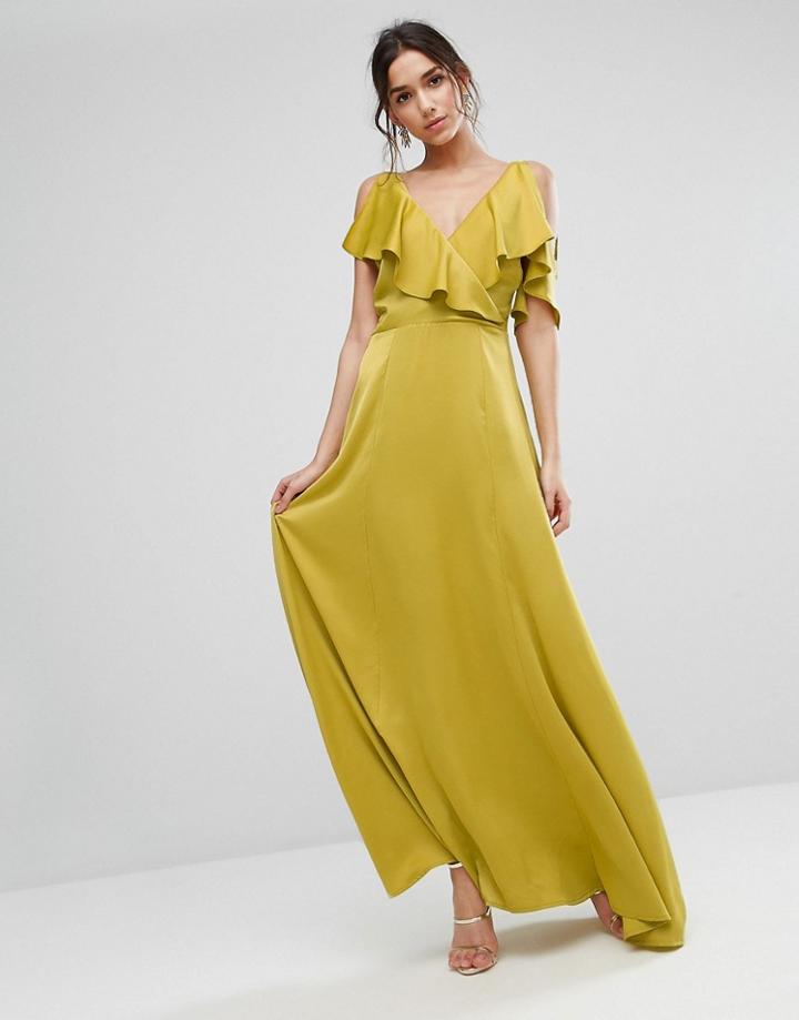 True Violet Maxi Dress With Plunge Front - Green