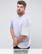 Asos Plus Oversized T-shirt With Pastel Stripe - Multi
