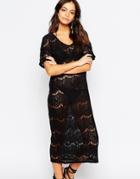 First & I All Over Lace Beach Cover Up - Black