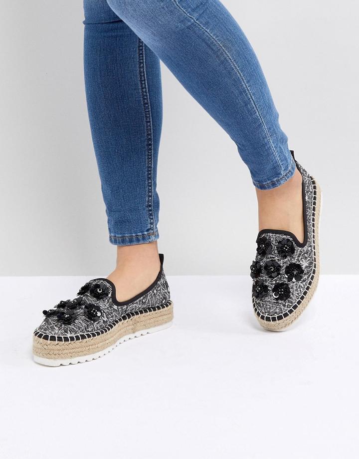 Asos Jamari Embellished Espadrilles - Black