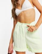 Miss Selfridge Fluid Crepe Short In Lime-green