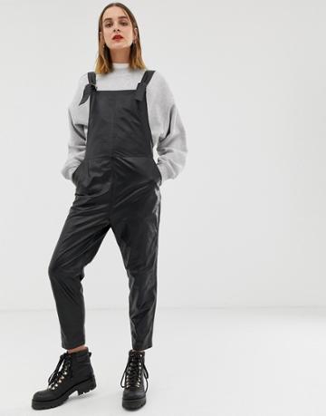 2ndday Soft Leather Overalls - Black