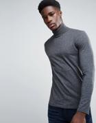 New Look Long Sleeve Roll Neck Top In Gray - Gray