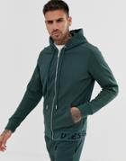 Diesel S-gina-j Zip Through Knitted Hoodie In Khaki With Broken Text - Green
