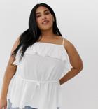 Asos Design Curve Ruffle Cami-white