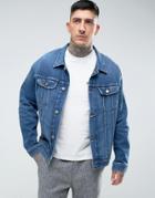 Lee Oversized Rider Jacket Mid Wash Stretch Denim - Blue