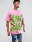 Jaded London T-shirt In Pink With Varsity Statement - Pink