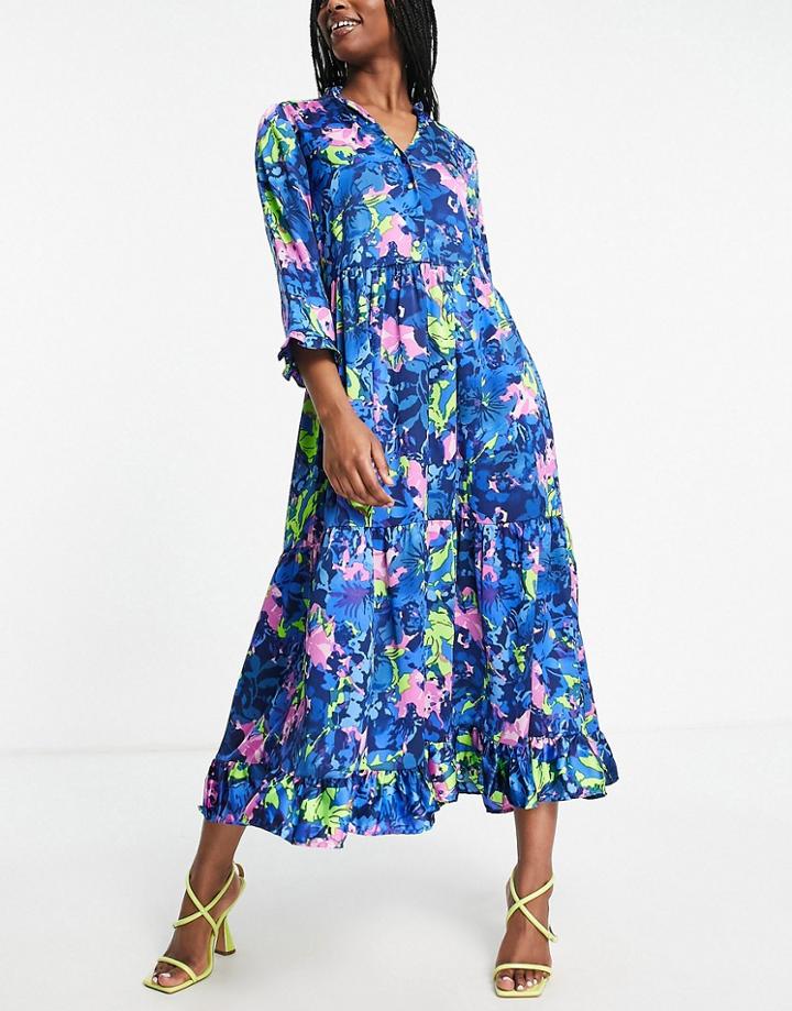 Y.a.s Larisa Printed Midi Dress In Blue