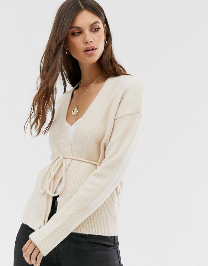 Fashion Union Belted Cardigan - Cream