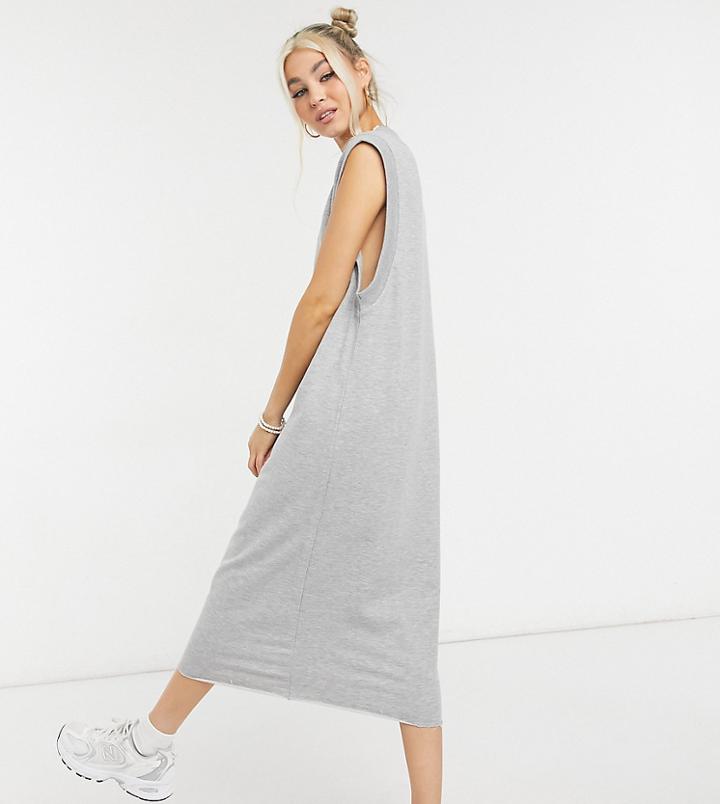 Collusion Drop Armhole Midi Tank Sweater In Gray Heather-grey