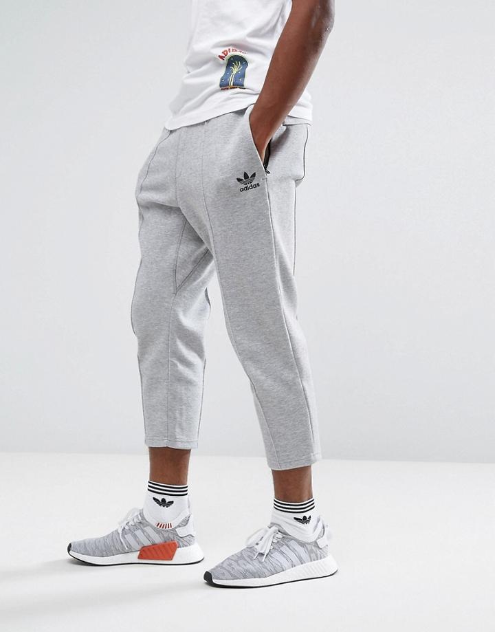 Adidas Originals Chicago Pack Cropped Pintuck Jogger In Gray Bk0555 - Gray
