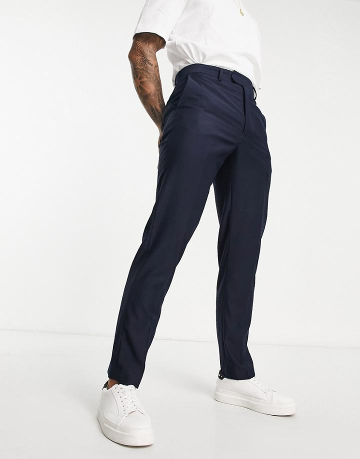 French Connection Plain Slim Fit Suit Pants In Navy