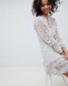 Needle & Thread Long Sleeve Embroidered Midi Dress In Vintage Blue