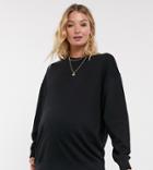 Asos Design Maternity Organic Cotton Oversized Sweatshirt In Black