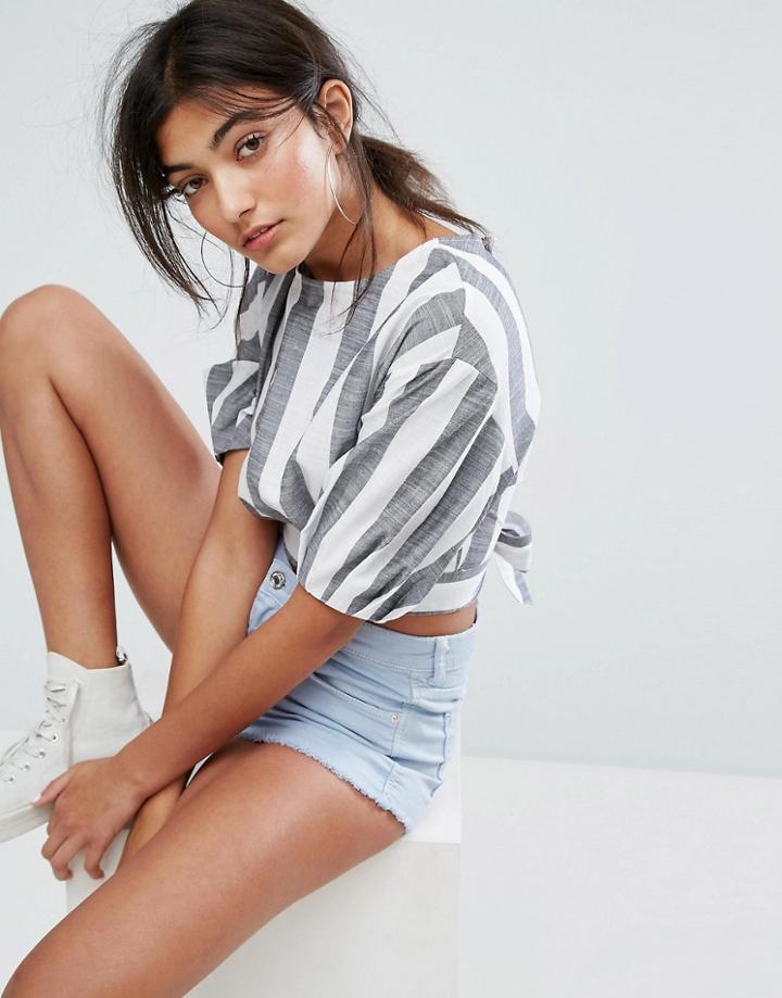 Bershka Bold Stripe Crop Top - Multi