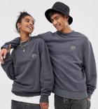 Collusion Unisex Washed Mechanic Print Sweat-gray