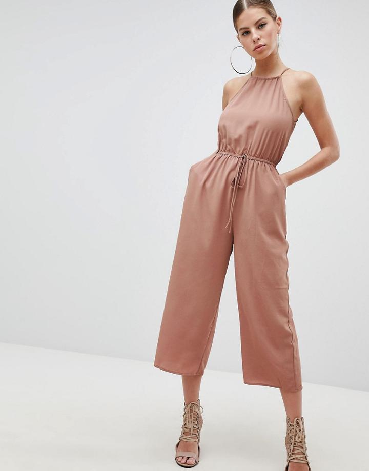 Ax Paris High Neck Jumpsuit - Pink