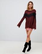 Moon River Color Block Knit Sweater - Brown