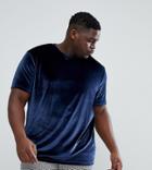 Asos Plus T-shirt In Velvet In Navy - Navy