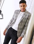 Topman Skinny Single Breasted Suit Jacket In Gray Check-grey