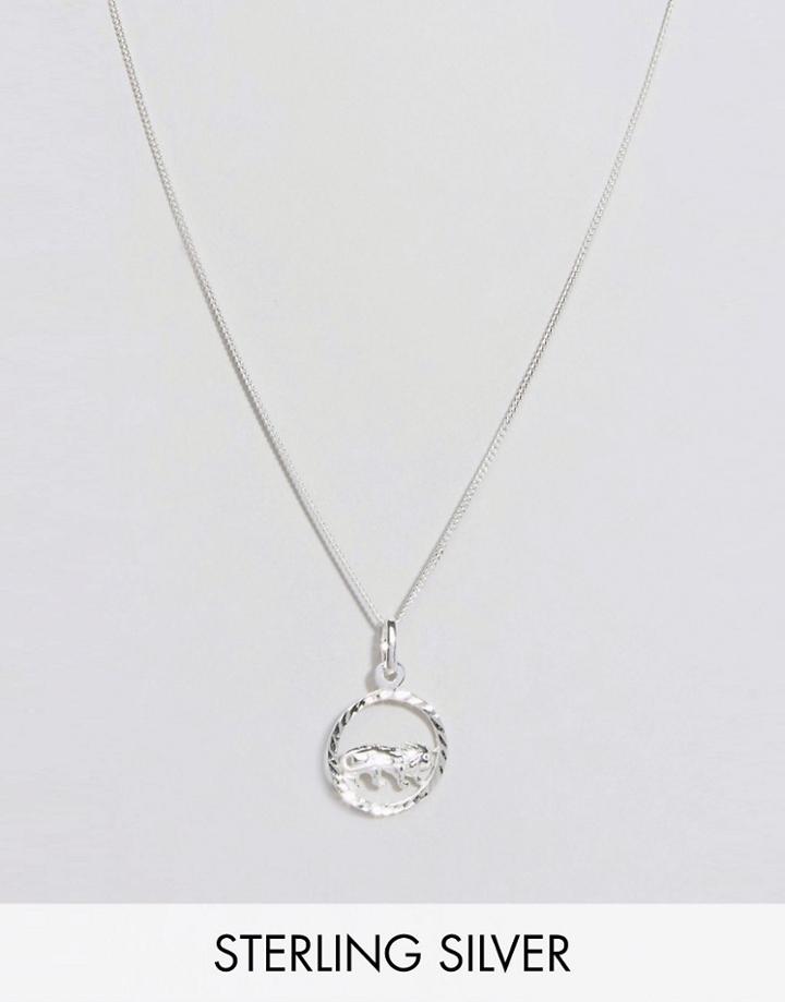 Reclaimed Vintage Leo Zodiac Sterling Silver Necklace - Silver