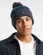 Bench Patterned Bobble Hat In Navy