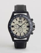 Crosshatch Black Watch With Imitation Inner Dials And White Dial - Black