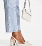 Asos Design Wide Fit Sandy Knotted Slingback Mid Heels In Natural-neutral
