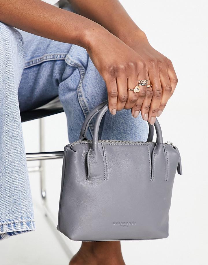 Urbancode Leather Grab Handle Mini Tote In Gray
