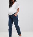Asos Design Maternity Recycled Florence Authentic Straight Leg Jeans In London Blue With Under The Bump Waistband