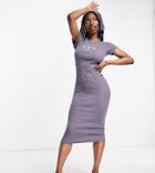 Collusion Bear Print Fitted T-shirt Midi Dress In Gray