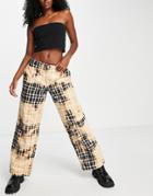 Asos Design Boyfriend Utility Pant In Bleached Check-multi