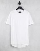 Pull & Bear Long Fit Basic T-shirt In White