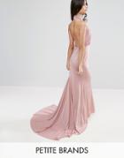 City Goddess Petite Maxi Dress With Open Back - Pink