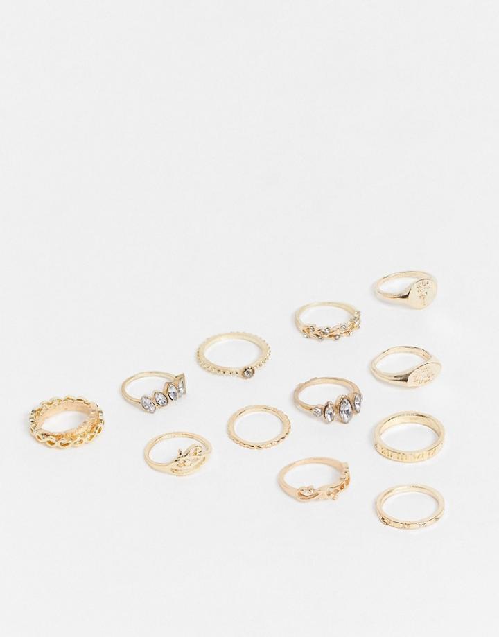 Ego Ring Statement Sovereign Stacking Multipack In Gold