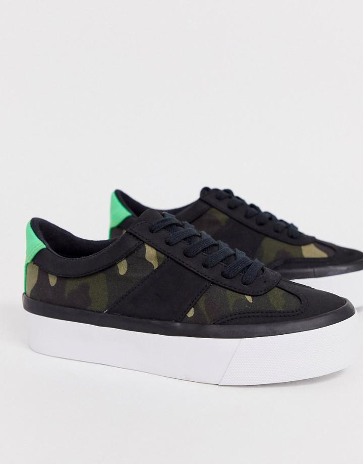Asos Design Detect Flatform Sneakers In Camo - Multi