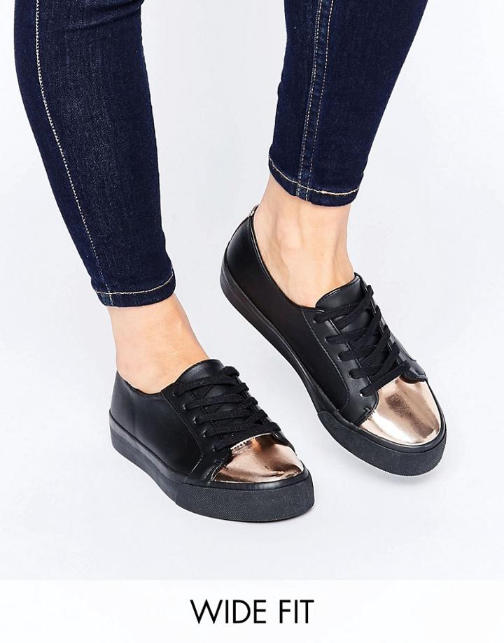 Asos Destiny Wide Fit Lace Up Sneakers - Black