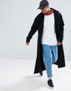 Asos Wool Mix Long Lined Overcoat In Black - Black