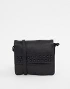 Urbancode Leather Cross Body Bag With Small Stud Detail - Black