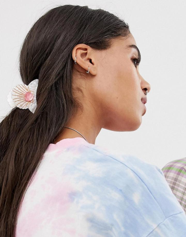 Margherita Faux Mother Of Pearl Shell Hair Claw - Cream