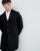 Esprit Smart Wool Overcoat In Black - Black