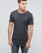 Asos Longline Muscle T-shirt In Charcoal Marl - Charcoal Marl
