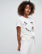 Pull & Bear Mickey Mouse T-shirt In Off White - White