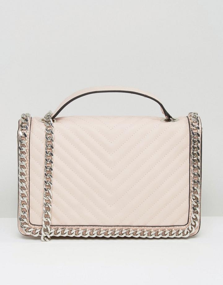 Aldo Chevron Chain Detail Shoulder Bag In Blush - Pink