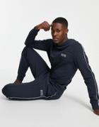 Boss Bodywear Crew Neck Sweatshirt With Contrast Logo In Navy Suit 5