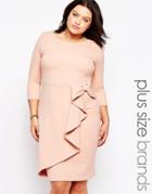 Goddiva Plus Dress With Ruffle Detail - Nude