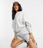 Asos Design Petite Cropped Cocoon Hoodie In White Heather
