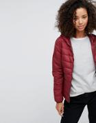Pull & Bear Padded Jacket With Hood - Red